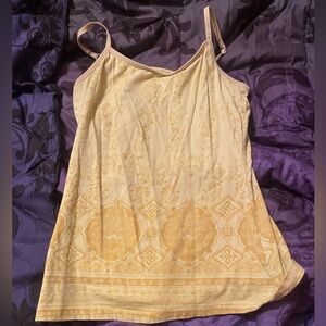 Yellow Patterned Spaghetti Strap Tank Top